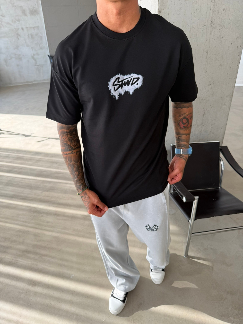 Smoke Signature Oversize T-Shirt - Siyah