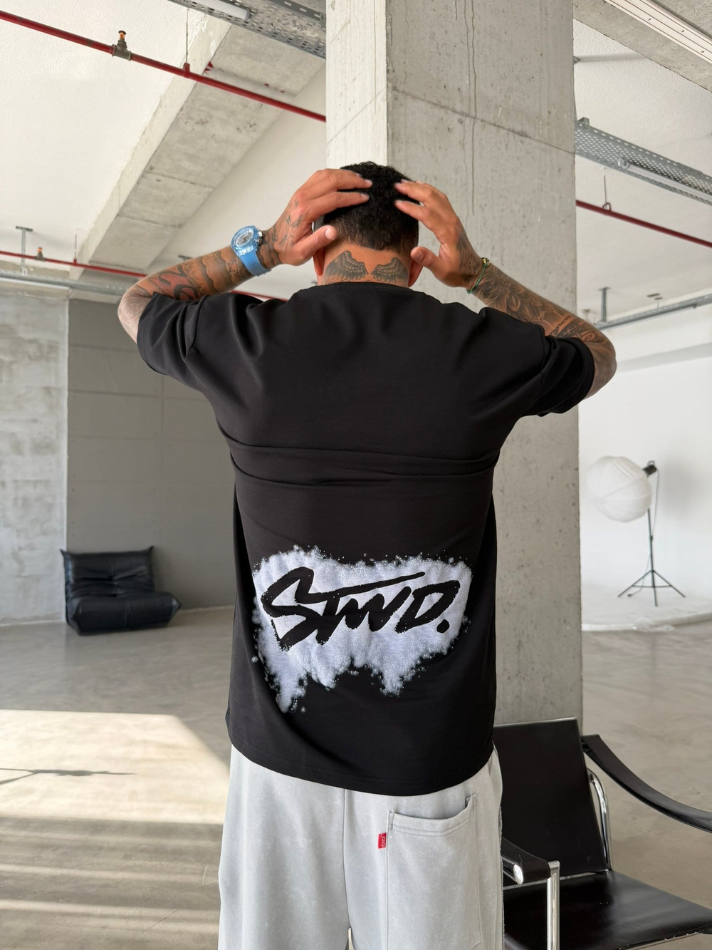 Smoke Signature Oversize T-Shirt - Siyah