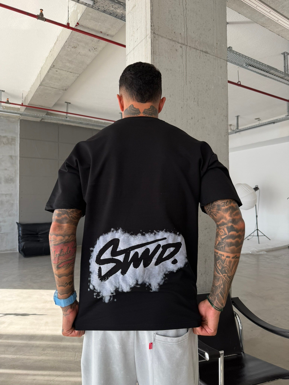 Smoke Signature Oversize T-Shirt - Siyah