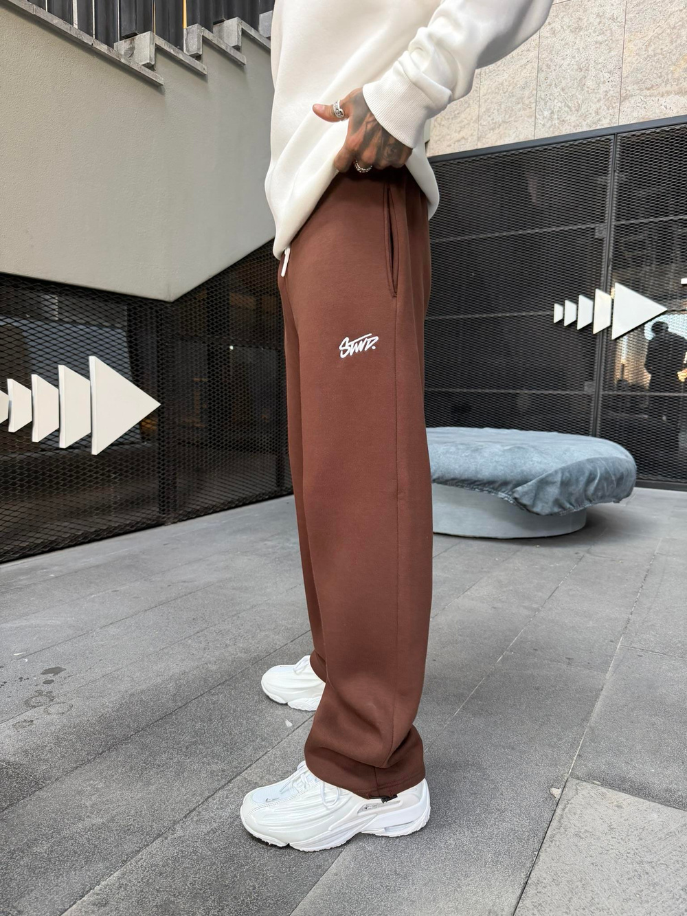 Stwd Nakışlı Stoper Paça Lastikli Eşofman Altı -Kahve