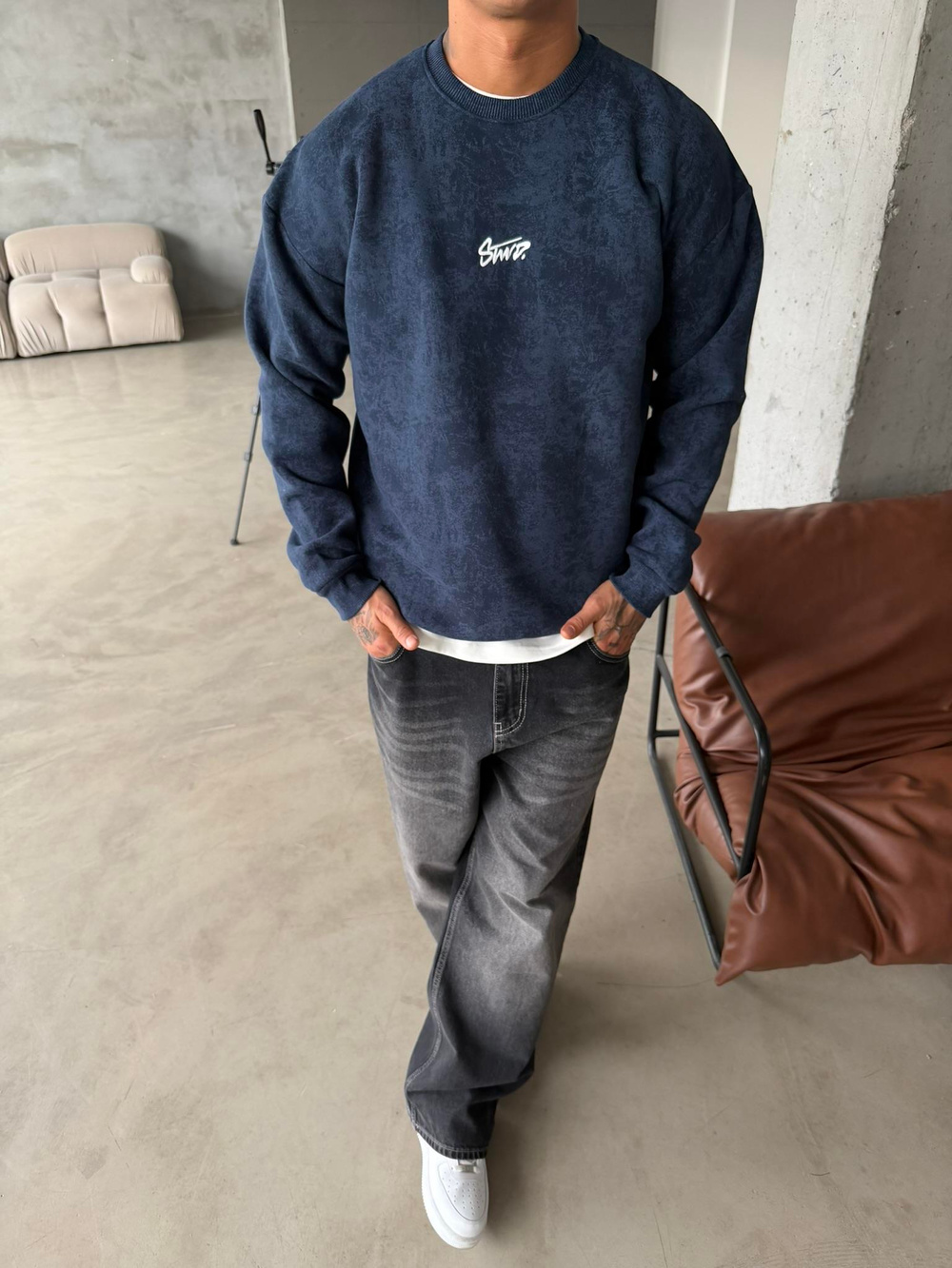 SW Preimum Acid Sweat - İndigo