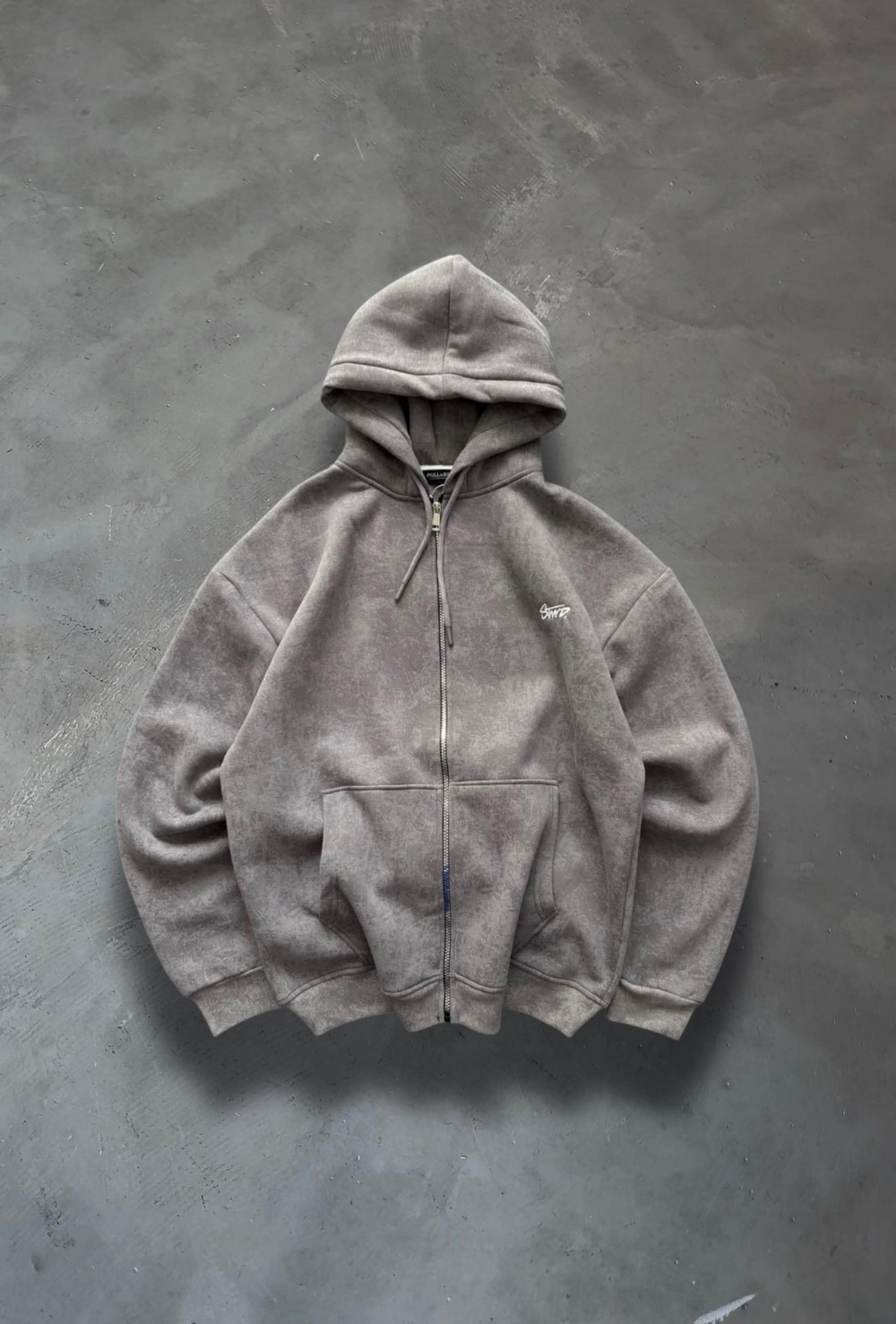 SW Premum Yıkamalı Zip Hırka - Gri