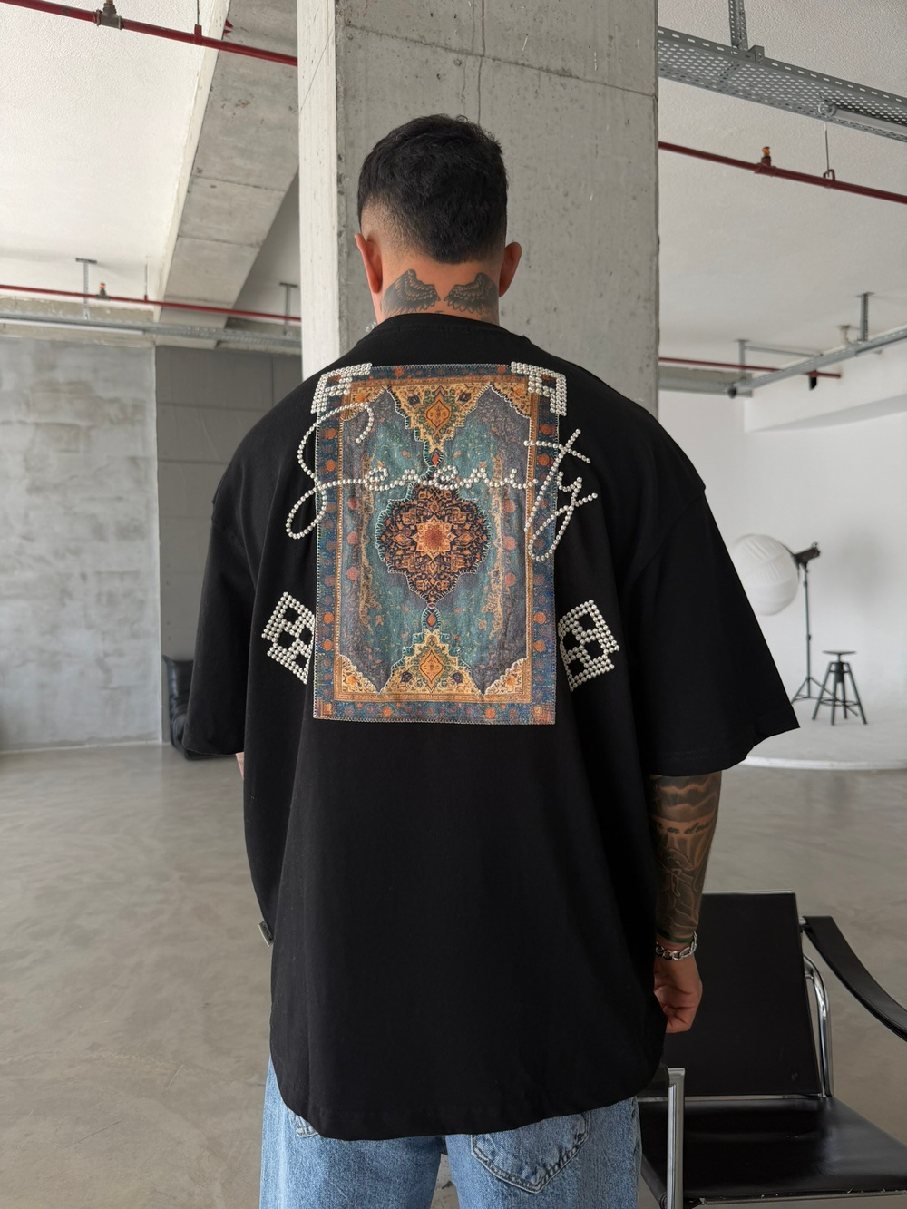 Swenty İşlemeli Premium T-Shirt - Siyah