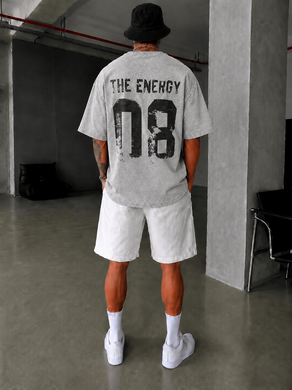 The Energy 08 Yıkamalı Oversize T-Shirt - Gri
