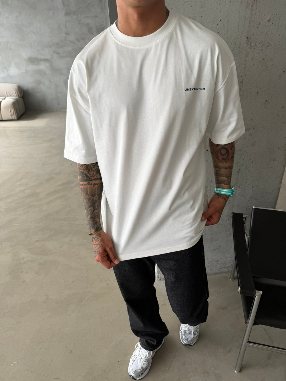 Unexpexted Baskılı Premium T-Shirt - Beyaz