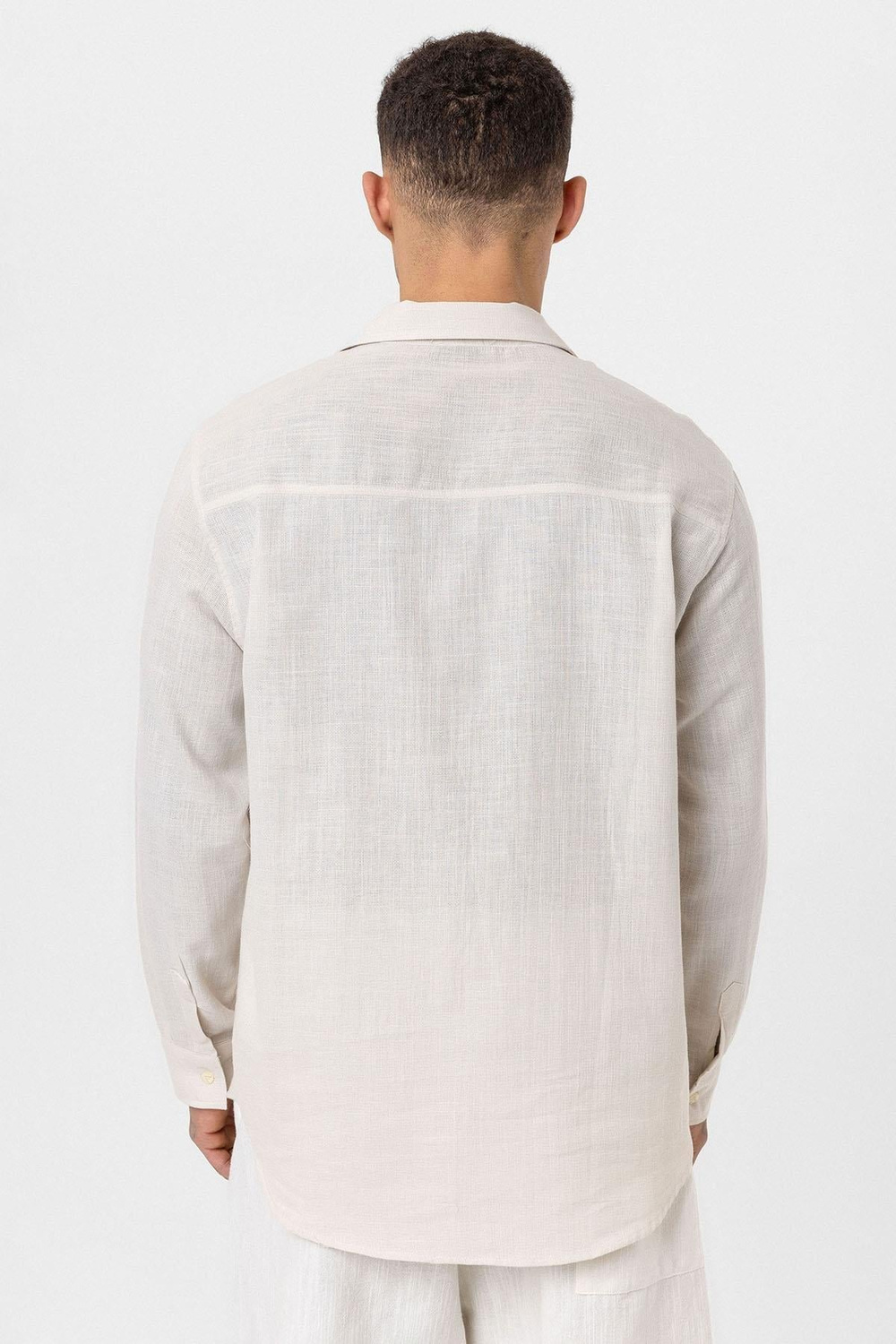 Uzun Kollu Basic Oversize Gömlek - Bej
