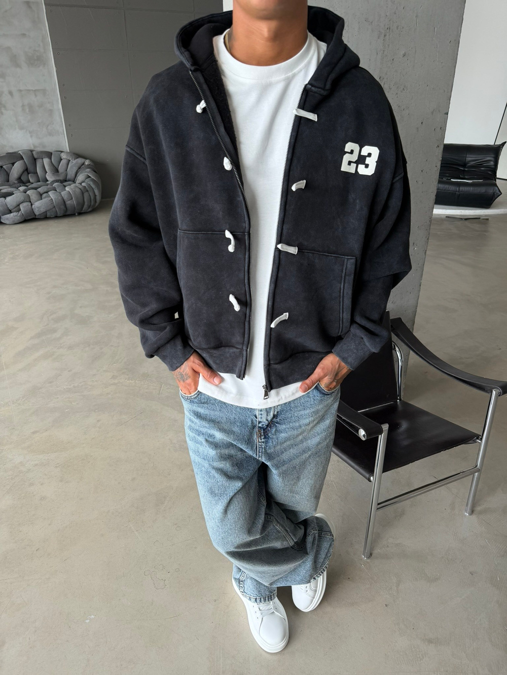 Washed Premium Duffle Zip Hoodie