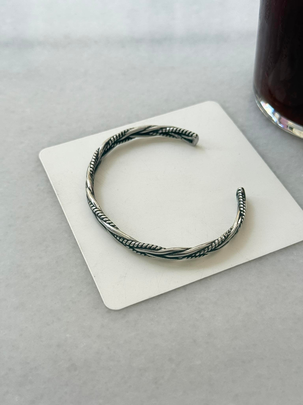 Yaprak Motifli Erkek Bileklik - Çelik