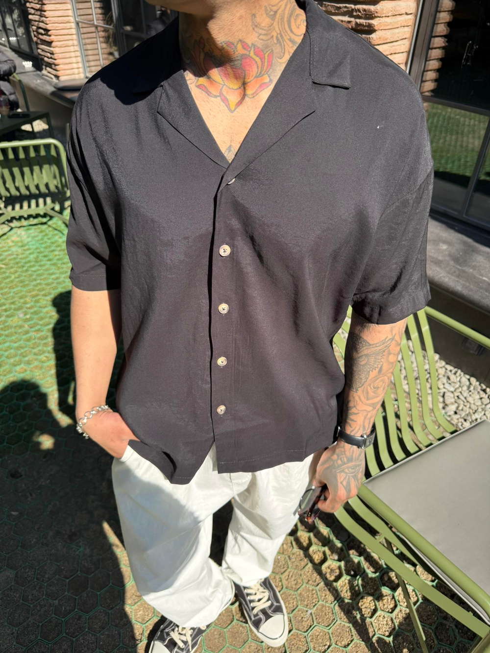 Yarım Kol Basic Gömlek - Siyah