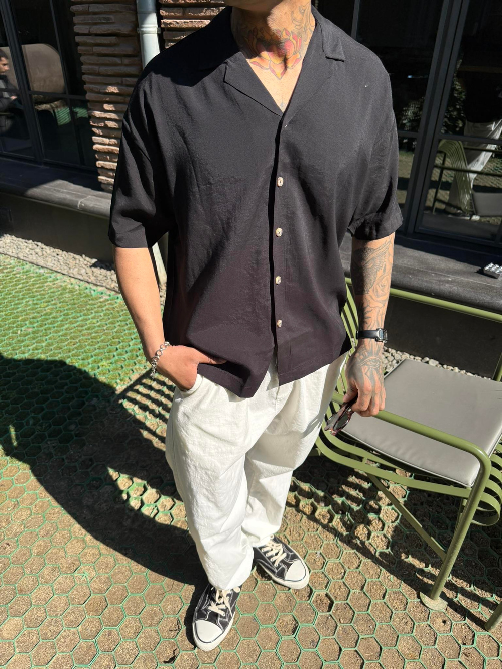 Yarım Kol Basic Gömlek - Siyah