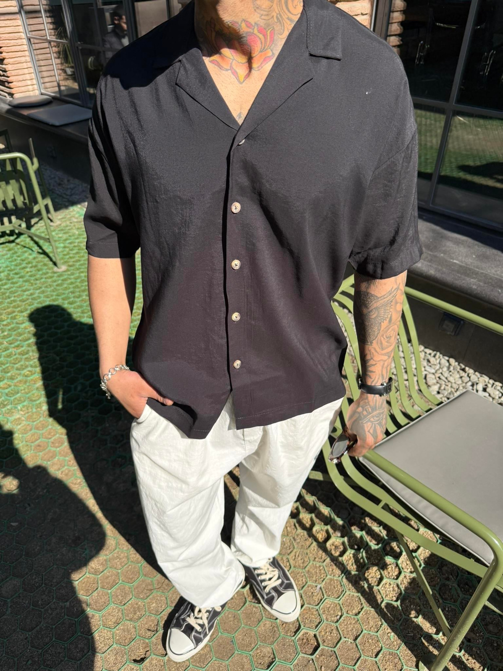 Yarım Kol Basic Gömlek - Siyah