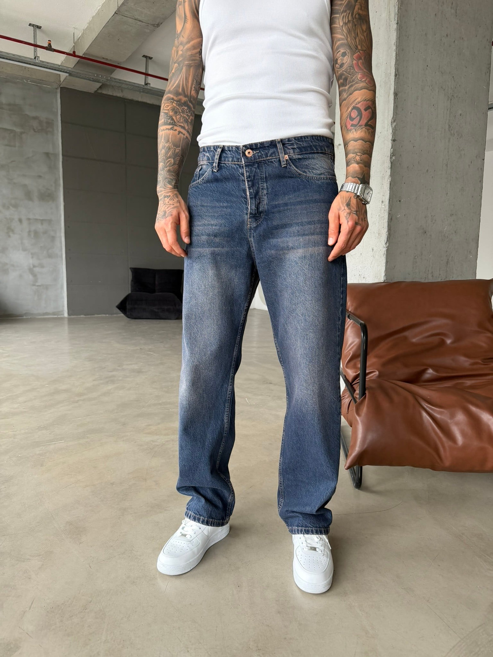 Yıkamalı Basic Pantolon Detaylı - İndigo