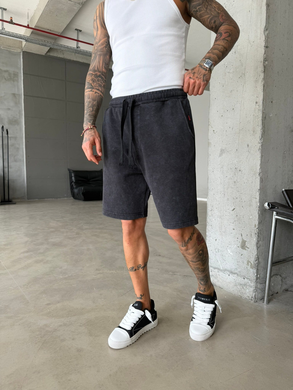 Yıkamalı Basic Premium Kumaş Şort - Siyah