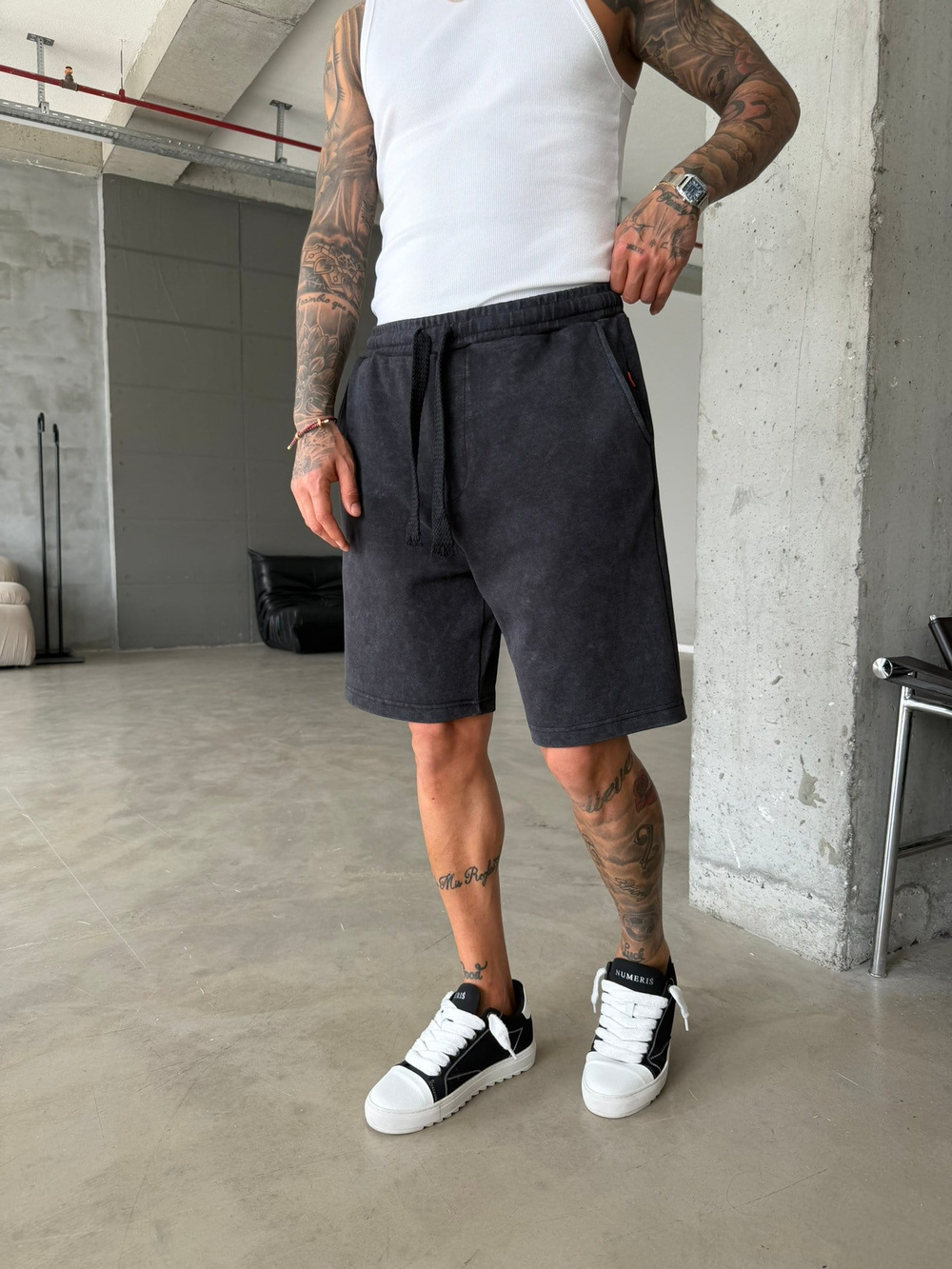 Yıkamalı Basic Premium Kumaş Şort - Siyah