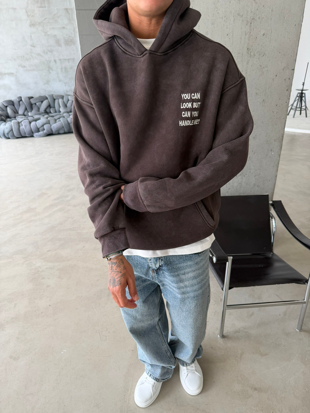 You Can Look But Acid  Yıkama Premium Hoodie