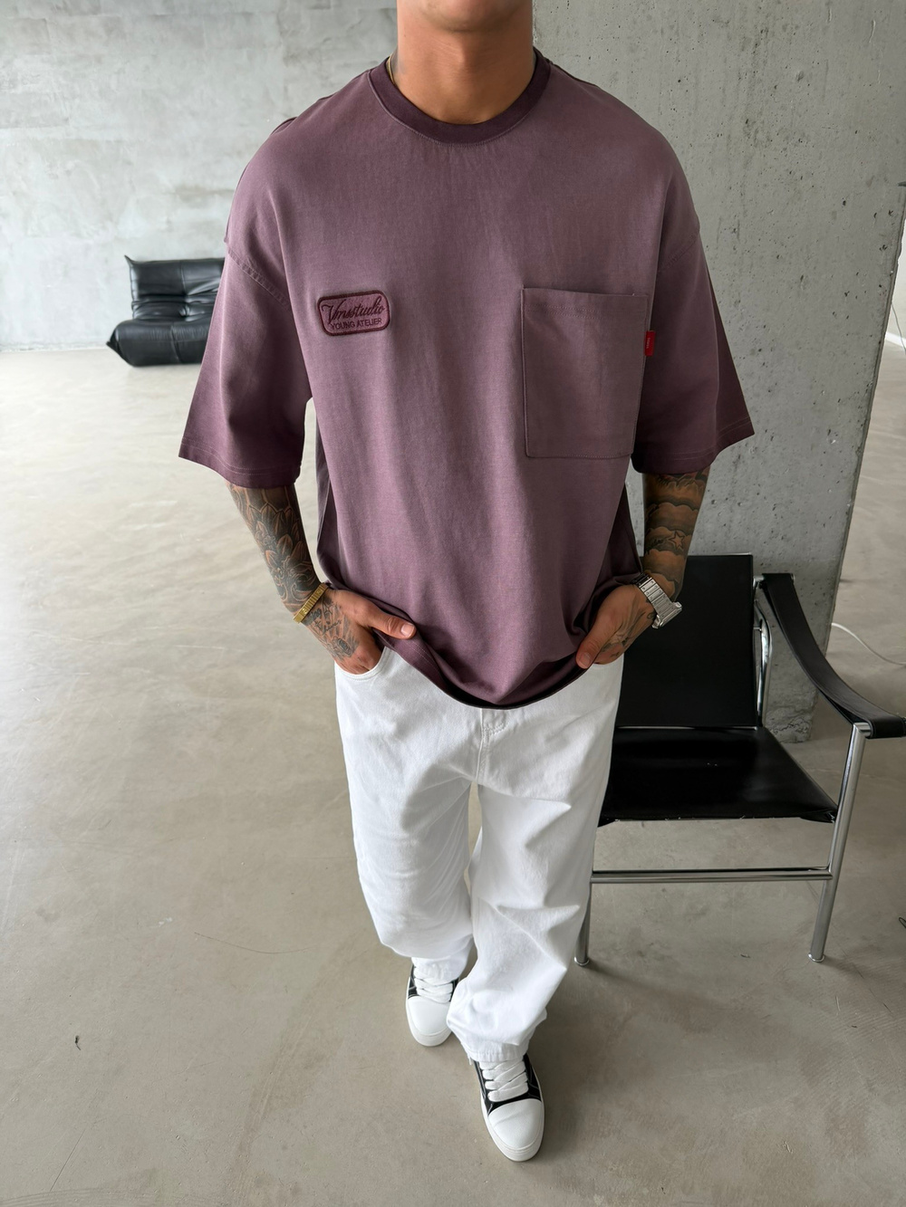 Young Ateile Oversize Acid T-Shirt - Bordo