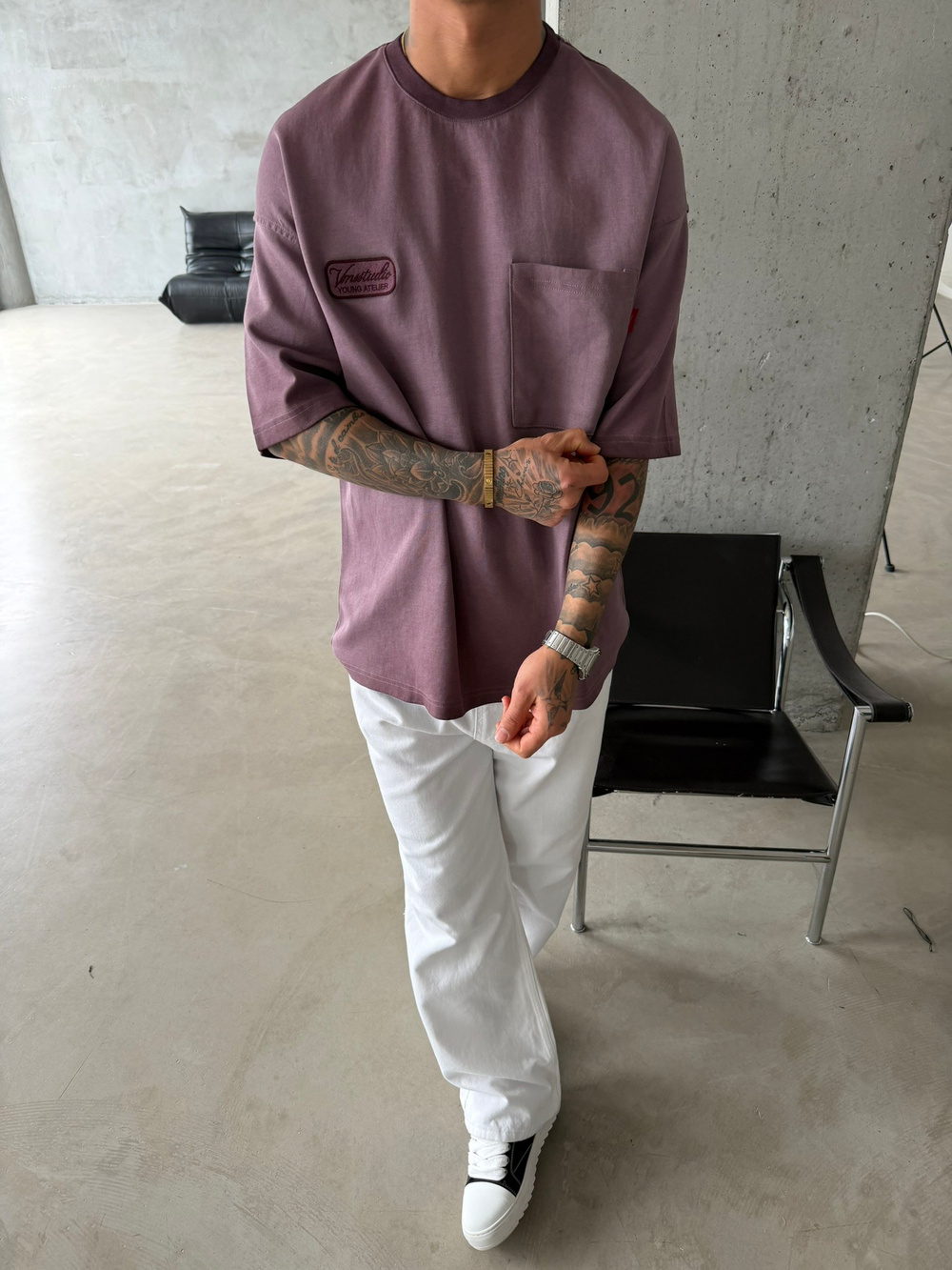 Young Ateile Oversize Acid T-Shirt - Bordo