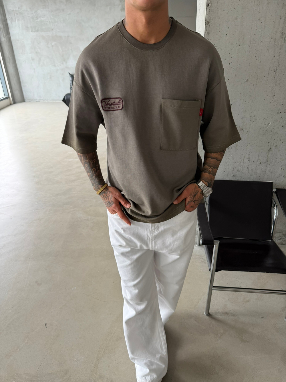 Young Ateile Oversize Acid T-Shirt - Haki