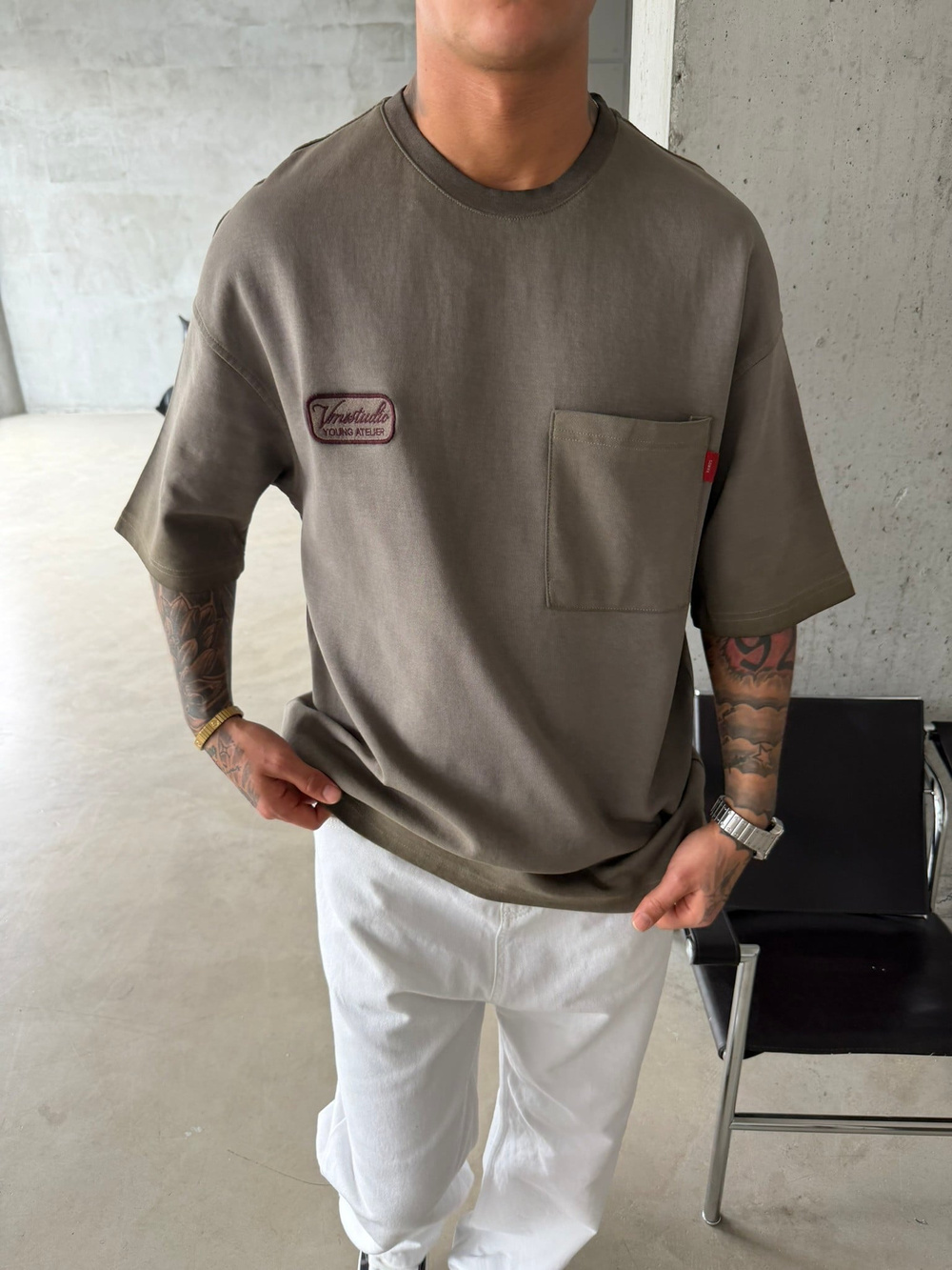 Young Ateile Oversize Acid T-Shirt - Haki