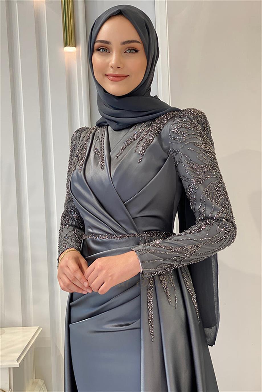 Pınar Şems Akra Abiye Gri