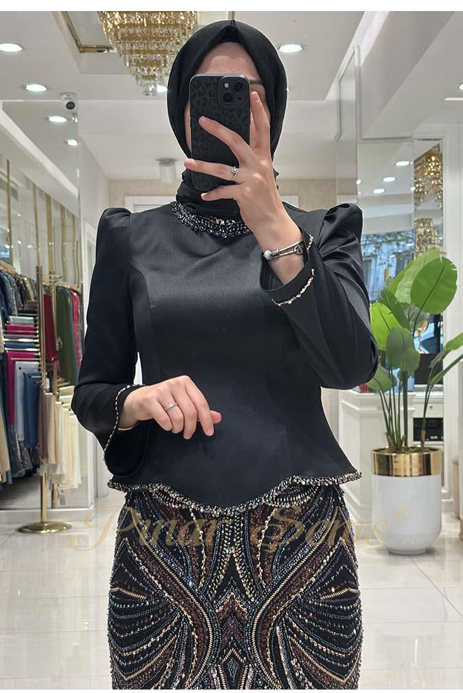 Pınar Şems Berceste Abiye Siyah