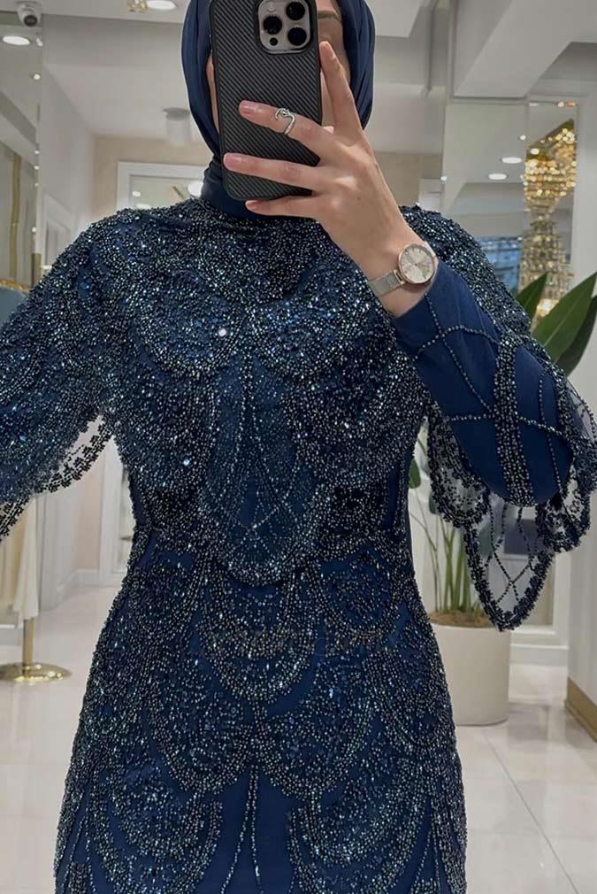 Pınar Şems Lavanta Abiye Lacivert