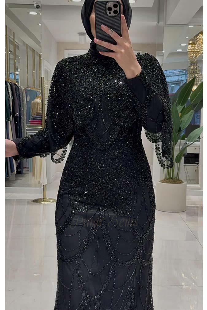 Pınar Şems Lavanta Abiye Siyah