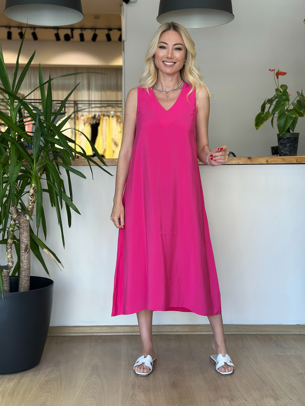 Bodrum Midi Pembe Elbise
