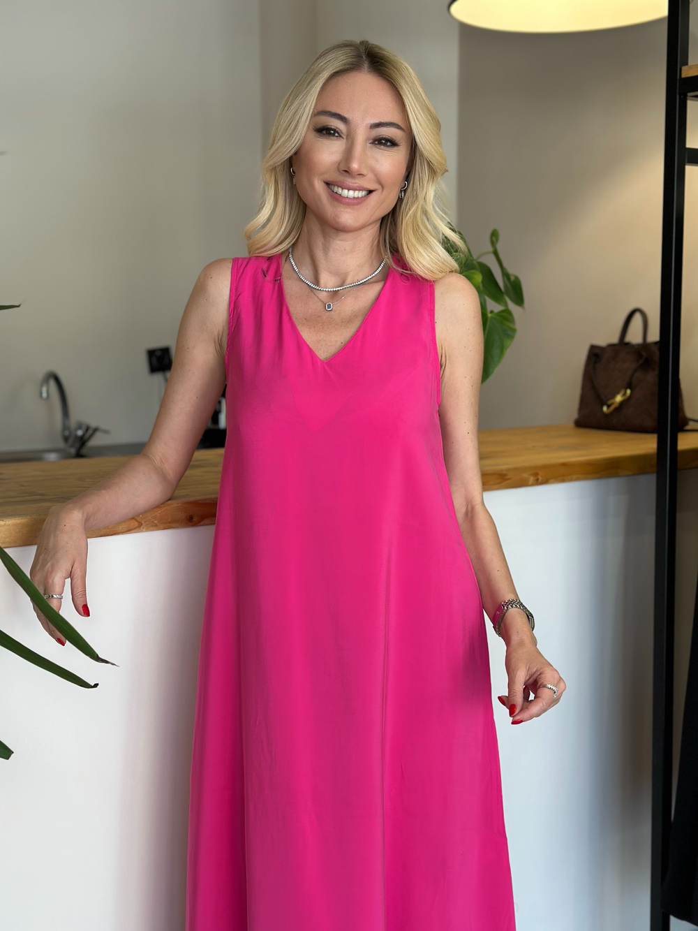 Bodrum Midi Pembe Elbise