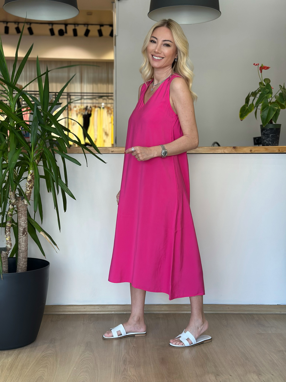 Bodrum Midi Pembe Elbise