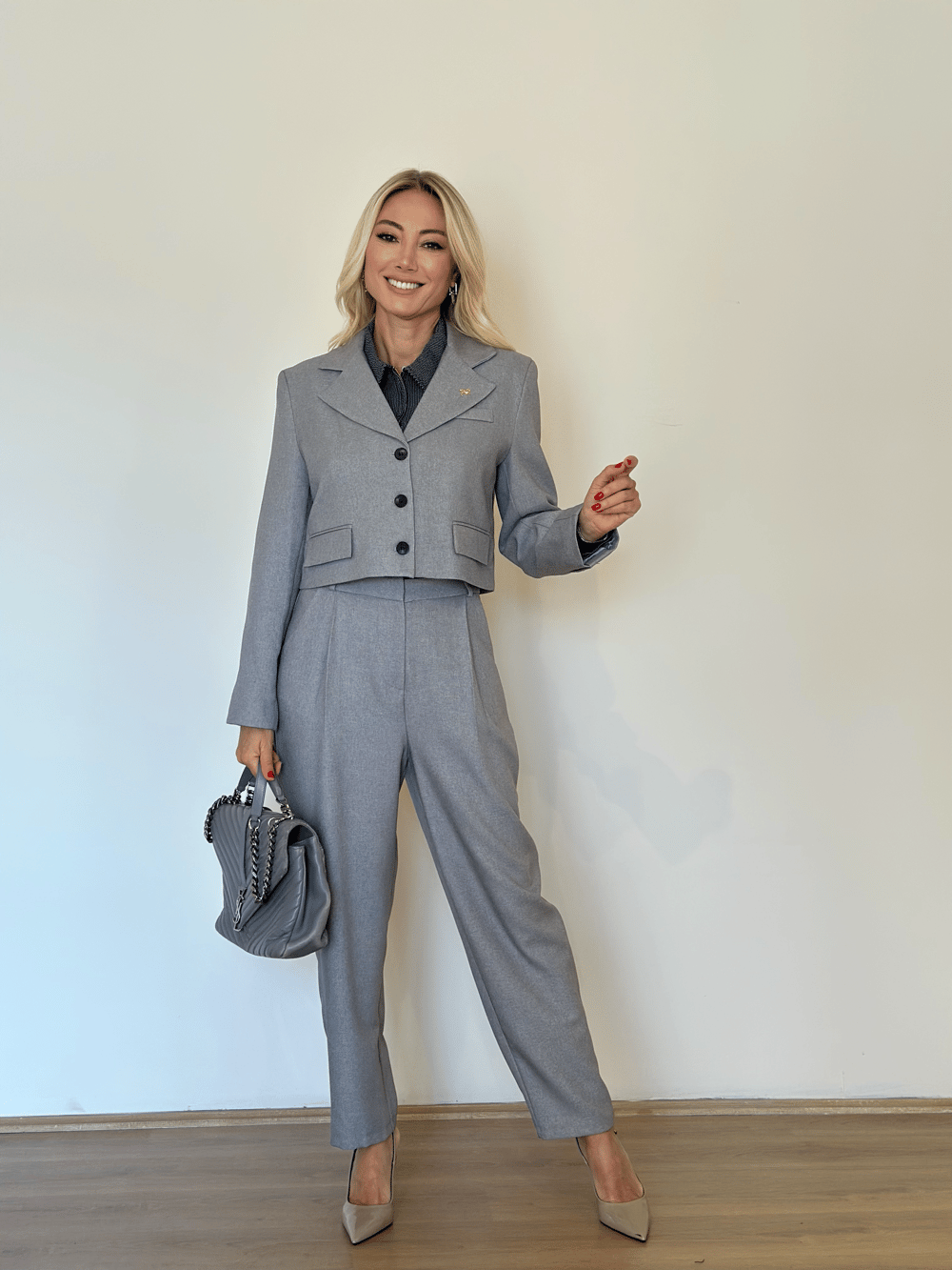 Crop Gri Ceket Askı005