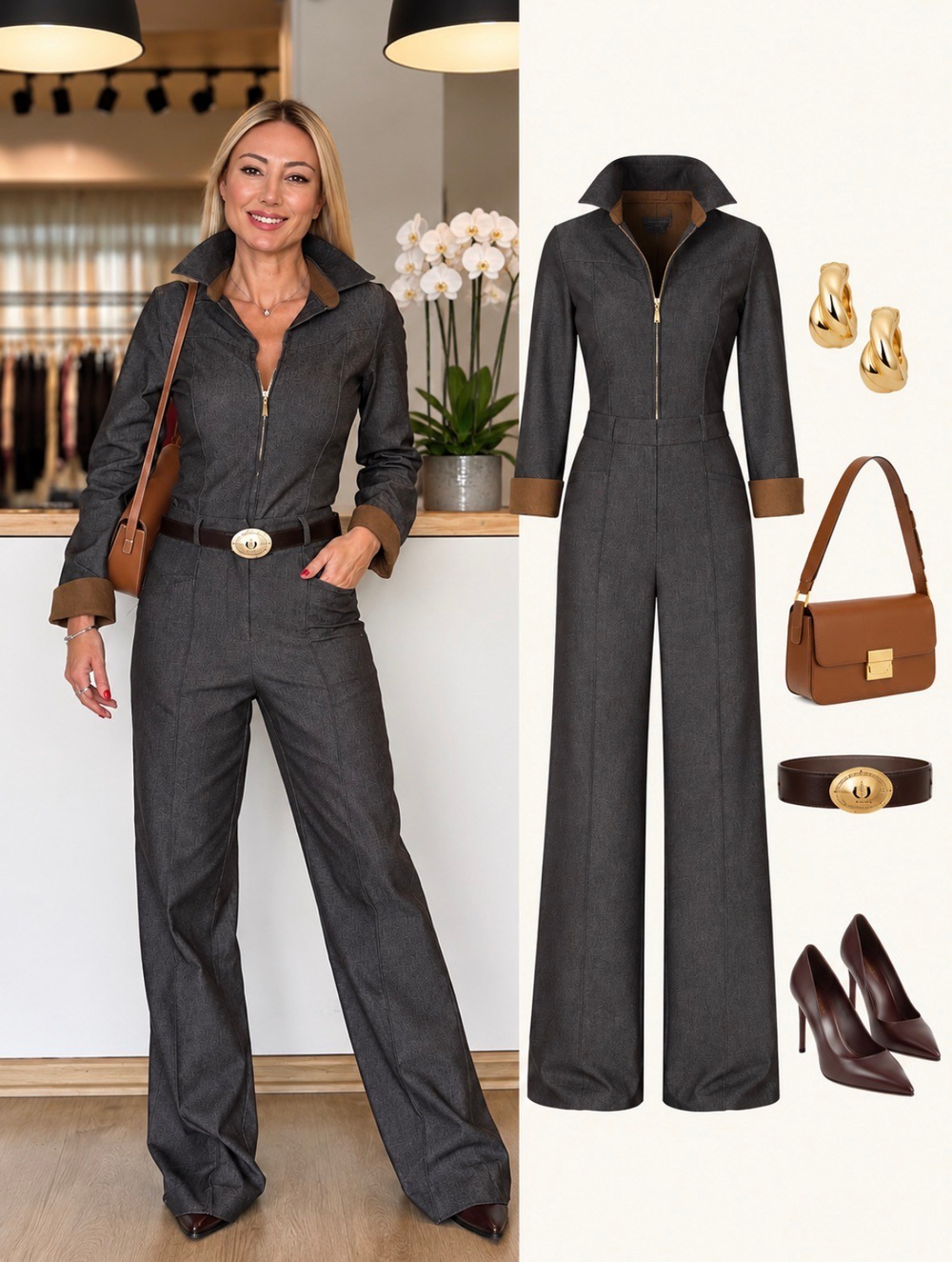 Kadife Yaka Detaylı Denim Gömlek Askı00373