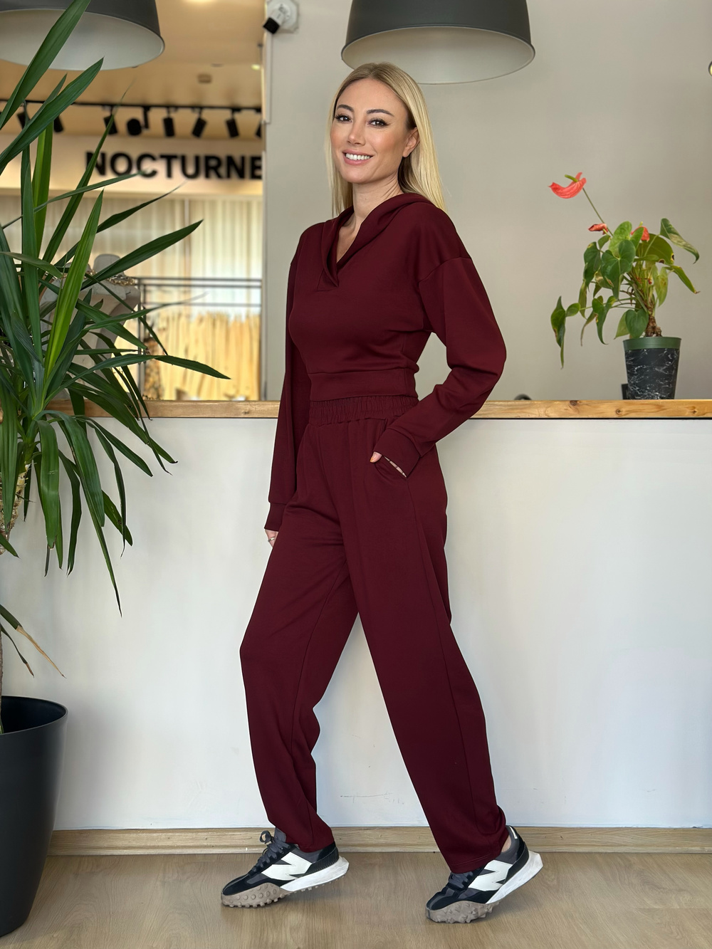 Kapüşonlu Bordo Modal Takım Askı00173