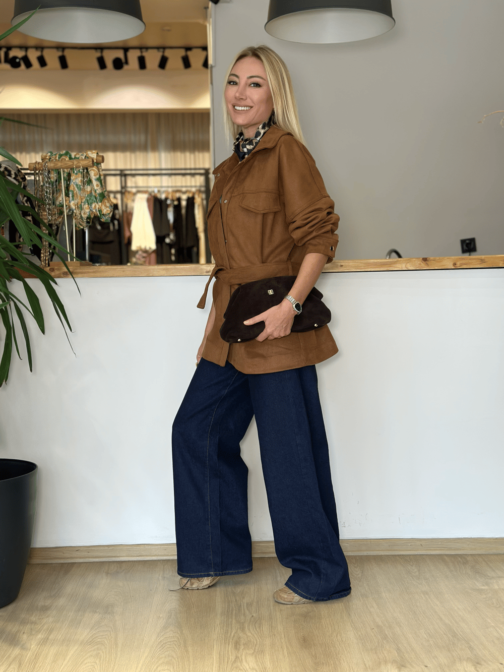 Lacivert Geniş Paça Denim Askı00398