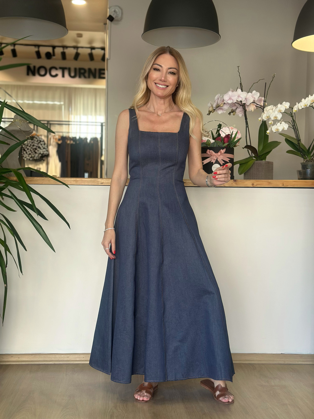 Volanlı Denim Amalfi Elbise Askı00132