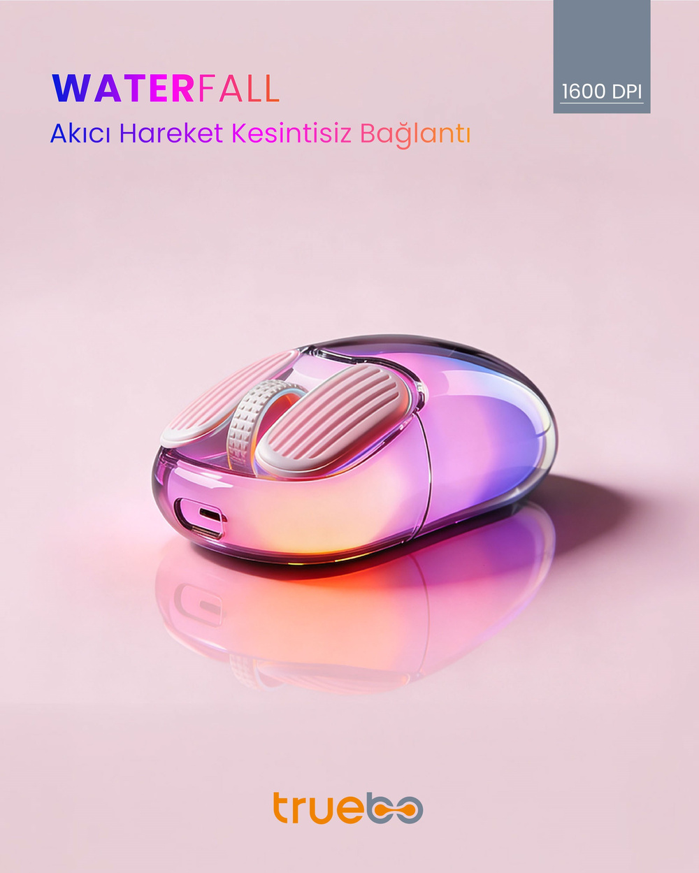  Truebo Waterfall Wireless RGB Gökkuşağı Efektli Mouse 