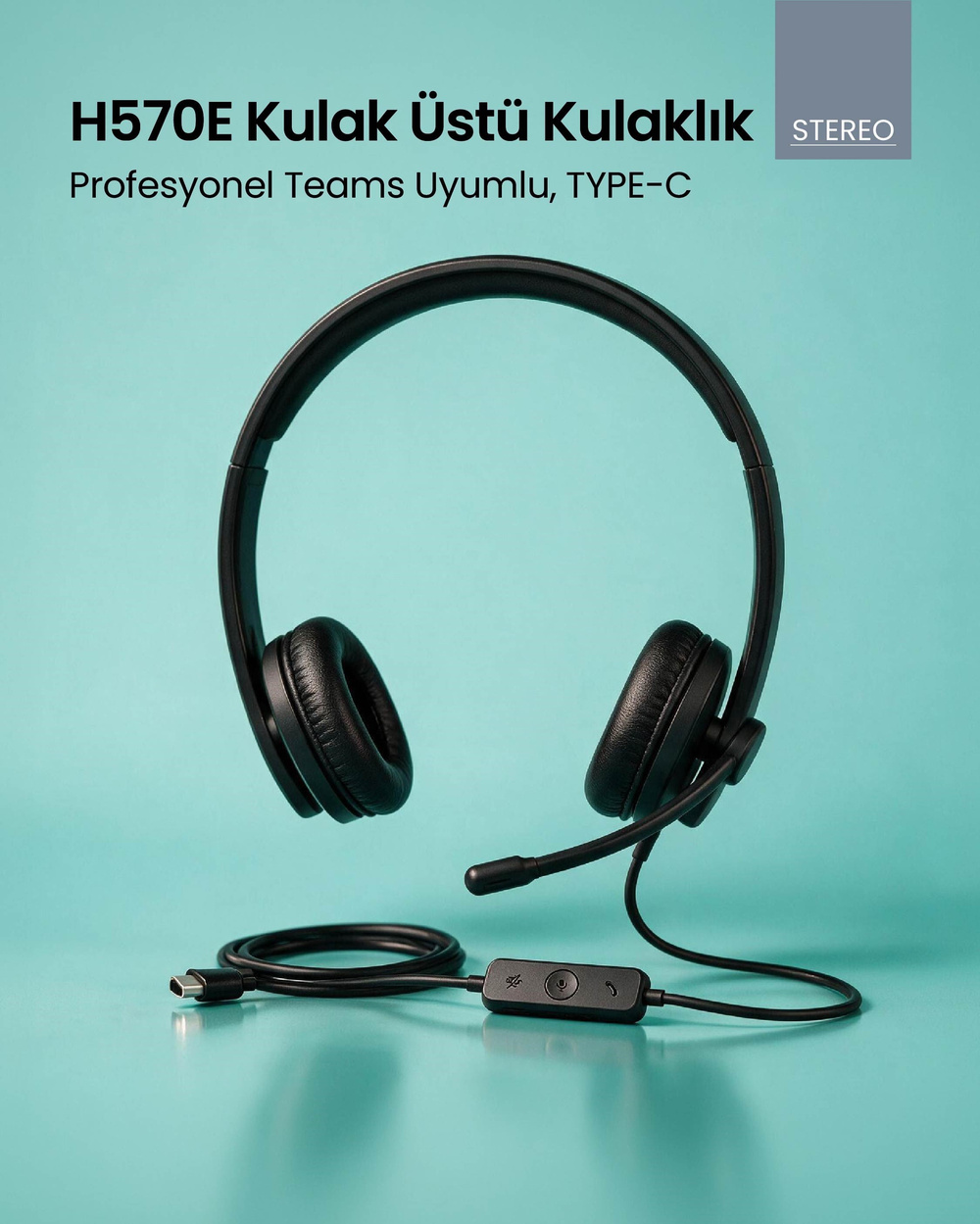 Logitech H570e Teams version (Stereo, USB-C) Profesyonel Kulak Üstü Kulaklık (981-001431)