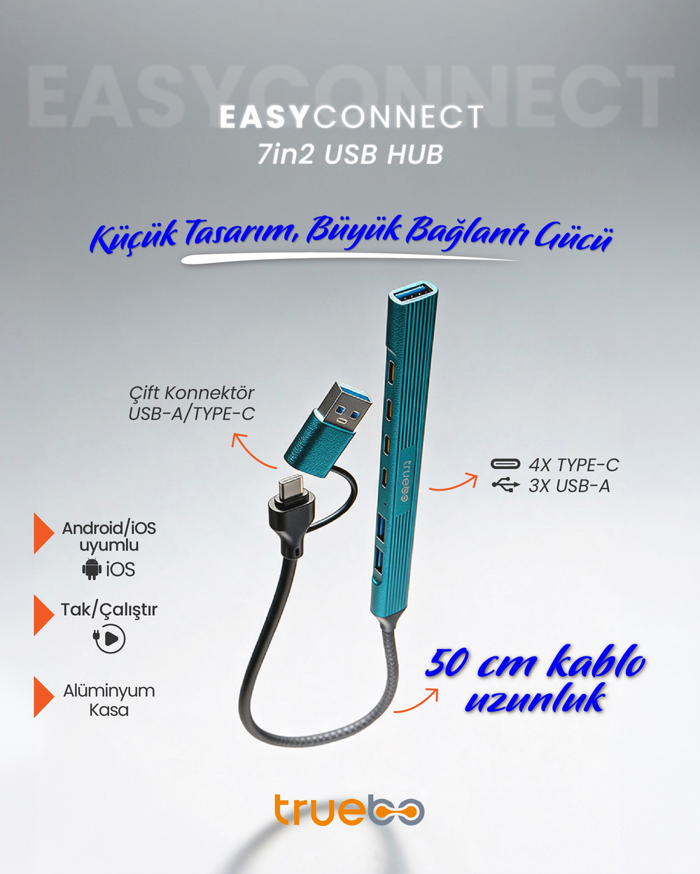 Truebo EasyConnect 7in2 Type-C / USB 3.0 Hub