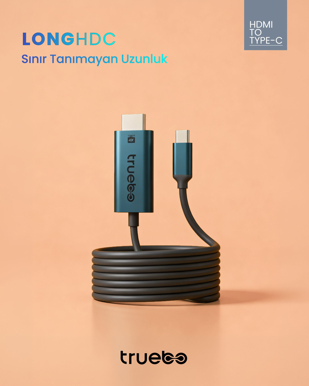 Truebo LongHDC USB-C to HDMI Dönüştürücü 