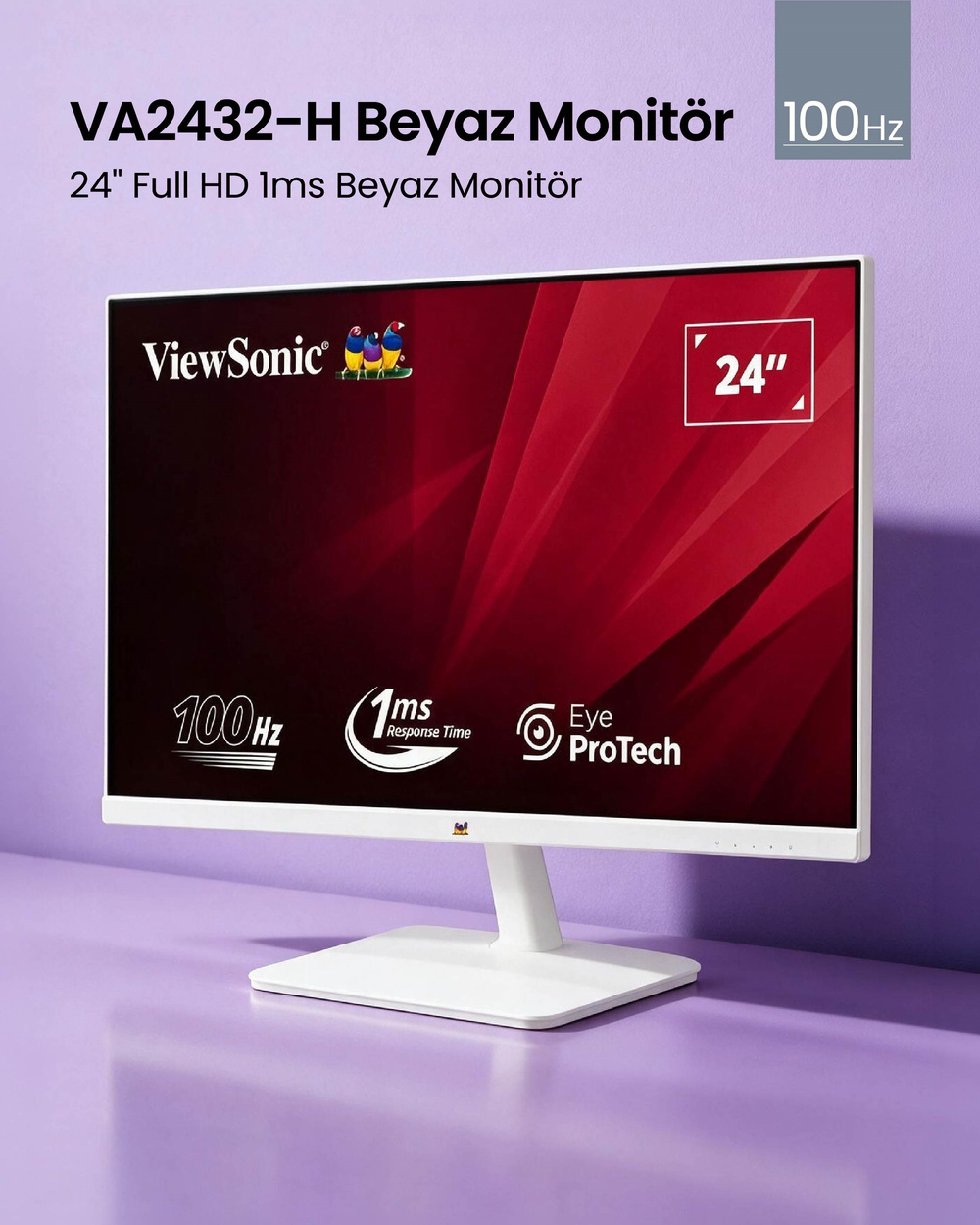 ViewSonic VA2432-H-W-2 24” Tam HD 100Hz Çerçevesiz Monitör