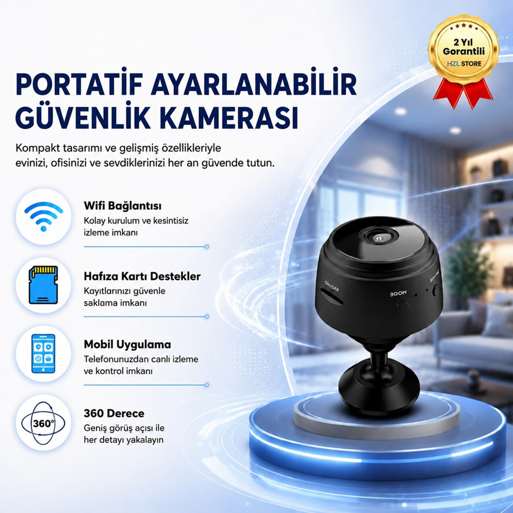 Portatif Küçük Ayarlanabilir Güvenlik Kamerası