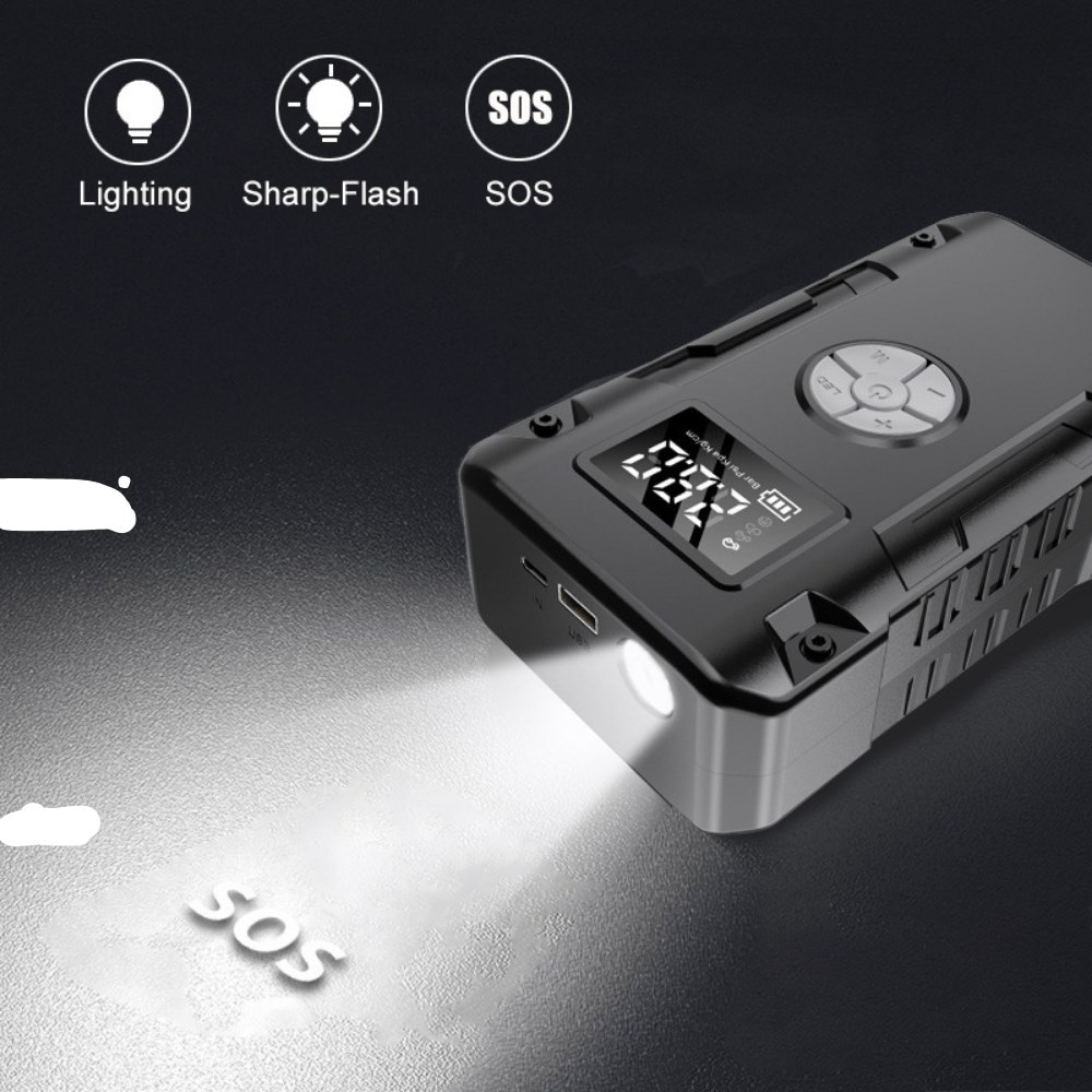 10.000 mAh Araç Lastik Şişirme Kompresörü & Akü Takviye Cihazı Jump Starter 150 PSI Dijital Ekran Powerbank