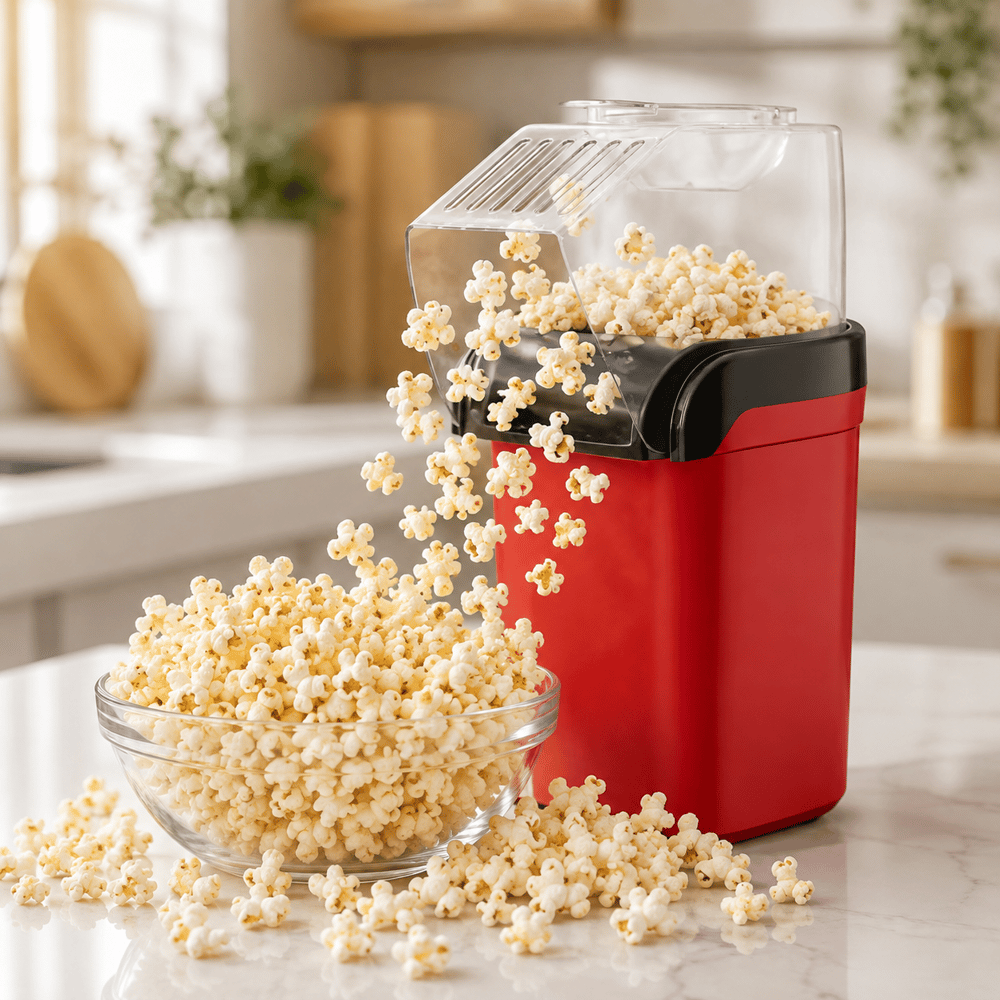 1200W Yağsız Popcorn Makinesi Ölçü Kaplı Ev Tipi Patlamış Mısır Makinesi
