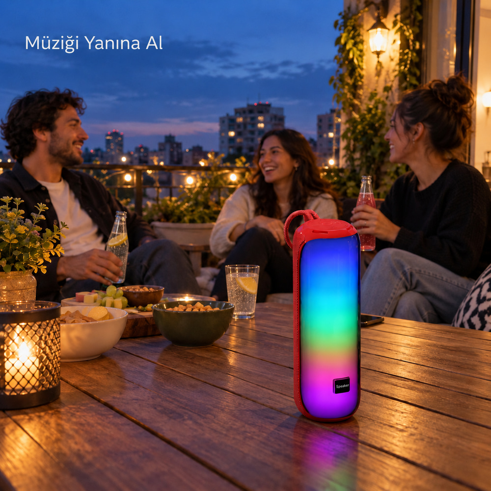 12W RGB Işıklı Kablosuz Hoparlör 1800 mAh TWS Stereo