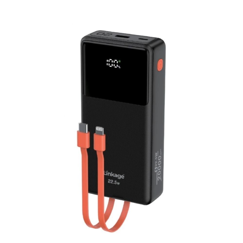 30.000mAh Dahili USB-C + Lightning Kablolu Powerbank  LCD Göstergeli Taşınabilir Hızlı Şarj Cihazı