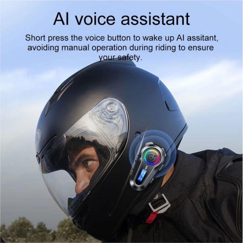 Q082x 5.3 İki Telefon Uyumlu Yeni Nesil RGB Işıklı Intercom Motosiklet Kask Kulaklık Motorsiklet Intercom