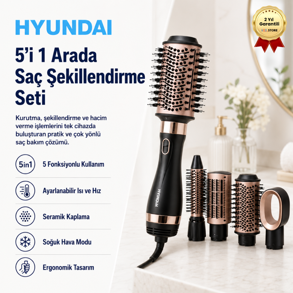 5i 1 Arada Saç Şekillendirme ve Kurutma Seti