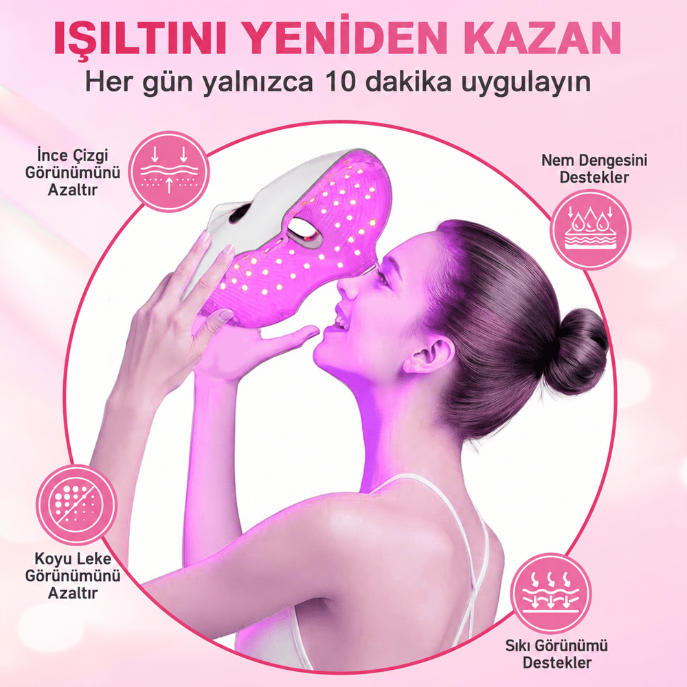 7 Renk LED Işıklı Yüz Bakım Maskesi 400 mAh Şarjlı Cilt Bakım Cihazı