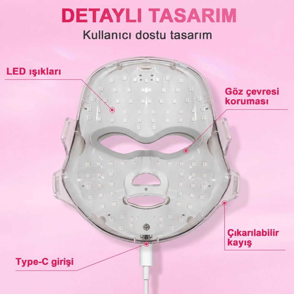 7 Renk LED Işıklı Yüz Bakım Maskesi 400 mAh Şarjlı Cilt Bakım Cihazı