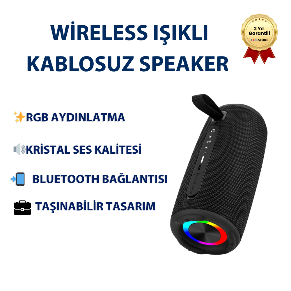 B37 Profesyonel RGB Işıklı Kablosuz Hoparlör
